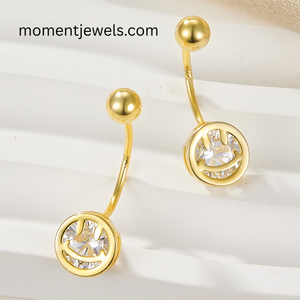 925 <b>Silver</b> <b>Stud</b> <b>Earrings</b> with Cubic Zirconia Smile Design Platinum Plated Luxury Belly Button Piercing Jewelry for Women - Product Image 3