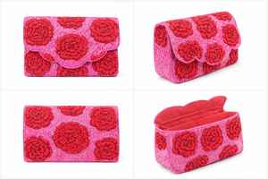 Bolso de Mano Tipo Clutch con Cuentas de Rosa Hechas a Mano, con Bordado Floral y Forro de Nailon, para Fiestas Nocturnas, Moda Femenina - Product Image 4