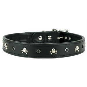 Exclusive Handmade Black Leather Dog Collar With Crystal <b>Stud</b> Work Top Supplier Manufacturer & Wholesaler Saman Exports - Product Image 2