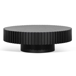 Modern Minimalist <b>Round</b> <b>Wooden</b> <b>Coffee</b> <b>Table</b> Black Finish Handmade Living Room Furniture - Product Image 2