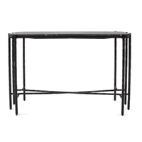Table console en verre noir avec base en métal, longue table d'entrée, table de canapé, mobilier moderne de luxe contemporain pour salon