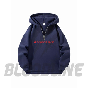 Custom Bloodline logo Unisex Oversized Half Zip Hoodie with Breathable Cotton Casual Travel Pullover hoodies - Product Image 2