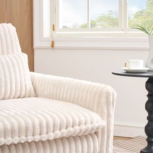 Divano Letto Compatto Beige Confortevole con Cuscino per Camera da Letto, Balcone o Piccolo Appartamento - Product Image 6