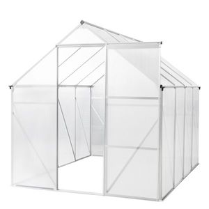 Silver 6x8 Hybrid Polycarbonate Garden Greenhouse Hybrid Polycarbonate Greenhouse with Silver Finish - Product Image 5