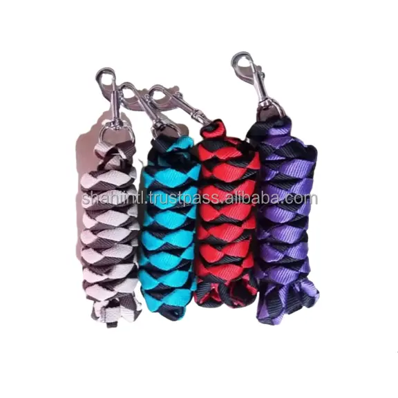 Horse Leads nylon webbing lead rope 2 meter two tone with strong clip hook colors customize design logo wholesale best price