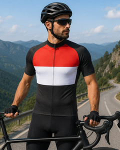 Men's Cycling Jersey Short Sleeve Red <b>Black</b> <b>White</b> <b>Stripe</b> Breathable Quick Dry Bike <b>Top</b> for Road MTB Riding - Product Image 4
