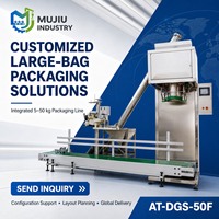 Machine d'emballage de poudre chimique avec pesage de 5 à 50 kg, convoyage par bande et couture automatique pour sacs tissés AT-DGS-50F