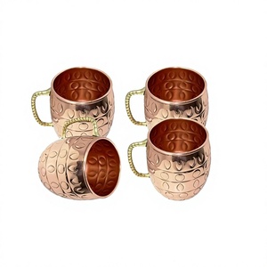 Ensemble de 4 mugs Moscow Mule en cuivre martelé, vaisselle en métal gaufré avec poignée pour la maison, les fêtes, les restaurants, les bars, mug à bière en cuivre - Product Image 2