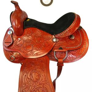 Selle de course de baril en cuir véritable de qualité supérieure Western DD fabriquée à la main légère et confortable Rodeo Performance Riding Show High - Product Image 1