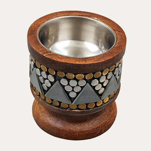 Brûleur d'encens Bakhoor arabe Brûleur d'encens en bois et incrustation de métal Diffuseur et porte-encens Brûleur d'encens en bois - Product Image 1