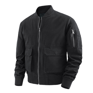 Blouson bomber vert olive pour homme, col montant, fermeture éclair, toile, formel, écologique, séchage rapide, respirant, vêtement d'hiver - Product Image 3