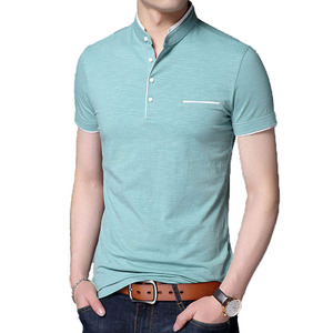 Men's Solid Color <b>Half</b> Sleeve <b>Shirt</b> Polyester/Cotton Blend Breathable Casual Design <b>Button</b> Collar Regular Fit High Street Jersey - Product Image 3
