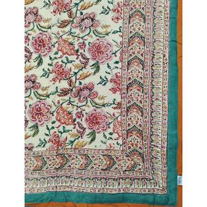 ผ้านวมสองด้านลายดอกไม้สไตล์วินเทจ ทำจากผ้าฝ้ายแท้ 100% พิมพ์ลายด้วยมือ สีฟ้าทะเล เป็นมิตรกับสิ่งแวดล้อม เหมาะสำหรับเตียงคู่ ใช้ตกแต่งบ้าน - Product Image 3