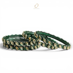 Bracelets en verre kashmiri décoratifs en pierre verte, les plus vendus, pour femmes, pour mariage et festivals, à prix de gros - Product Image 1