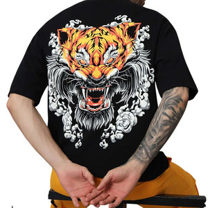 เสื้อยืดผู้ชายโอเวอร์ไซส์ผ้าคอตตอนพิมพ์ลายโลโก้ดิจิทัลสำหรับผู้ชายเสื้อยืดพิมพ์ลายพัฟ3D น้ำหนักมาก - Product Image 4