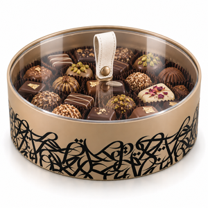 Boîtes à chocolat en métal et acrylique avec motif palmier et plateau martelé pour événements et cadeaux haut de gamme, tailles et couleurs personnalisées disponibles - Product Image 5