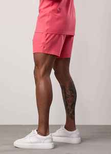 Shorts décontractés pour hommes, couleur unie, taille mi-haute, élastique, rose, respirant, avec poches, en polyester tissé - Product Image 4