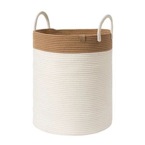 Solution de rangement pour la maison, panier à linge élégant, panier de couleur neutre, panier de rangement beige, panier en corde souple, panier à linge durable - Product Image 6