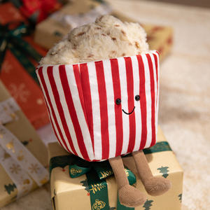 Peluche Personalizado de Palomitas de Maíz, de Algodón PP y Poliéster, Suave, en Cubo Rayado Beige, Almohada y Accesorios de Llavero - Product Image 2