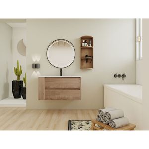 Mobiletto da Bagno a Parete con 2 Cassetti a Chiusura Morbida, 90 cm, con Lavabo e Ripiani Portaoggetti, Modello 00612IMO 05536IMO (Confezione KD) - Product Image 2