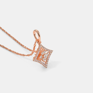 14K Rose Gold Geometric Floral Lab Grown Diamond Pendant Necklace - Product Image 3