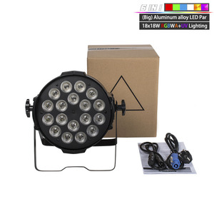 SHEHDS Big Aluminum Alloy LED Par 18x18W RGBWAUV Lighting 6in1 Par LED 6/10 DMX Stage Light 3 for DJ Church Concert Party Light - Product Image 1