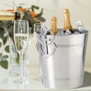 Stainless Steel Ice <b>Bucket</b> with Anchor Handle Round Silver Champagne Cooler Tub for Party Bar Drink Serving - Product Image 5