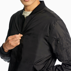 Chaqueta Bomber de Cuero Negra para Hombre, Cuello Alto, Color Sólido, Estilo Casual de Invierno, Corte Regular, Exterior de PU, con Capucha, Estilo Urbano - Product Image 4