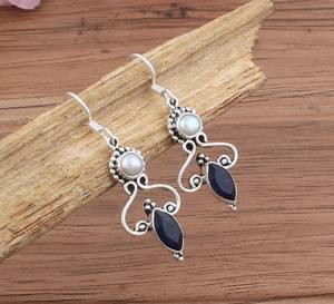 Boucles d'oreilles en saphir bleu naturel, argent sterling 925, boucles d'oreilles pendantes délicates pour femmes, mariage, fête, bijoux de luxe, cadeau - Product Image 5