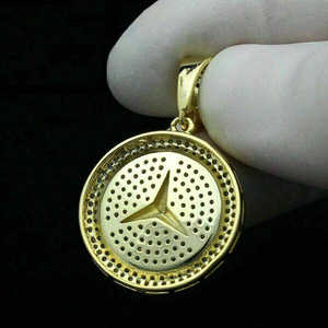 Colgante de Moissanita Redonda Iced Out, Estrella de Tres Puntas, Estilo Hip Hop, Colgante de Diamante Moissanita con Logotipo de Coche, Dijes de Collar para Hombre - Product Image 2