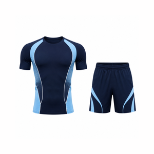 Ensemble décontracté 2 pièces pour homme, chemise à manches courtes et short de sport, grande taille, été, polyester/coton, léger, respirant, séchage rapide - Product Image 1