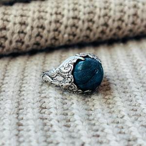 <b>Mens</b> Tribal Turquoise Brass <b>Ring</b> <b>Silver</b> Plated Gothic Claw <b>Ring</b> Punk Biker Statement Wholesale <b>Ring</b> - Product Image 2