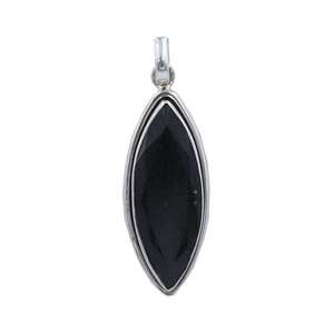 Colgante fino de plata sólida 925 con piedra preciosa de turmalina negra - Product Image 1