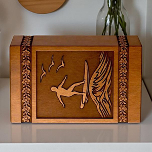 Handmade Wooden Cremation Urn | Surfer Memorial Ashes urn Funeral Memorial Keepsake by AYAANS - Product Image 4