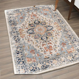 Tapis moderne en velours brodé |   Tapis écologique lavable fabriqué à la machine avec tissage jacquard à poils coupés et antidérapant - Product Image 2