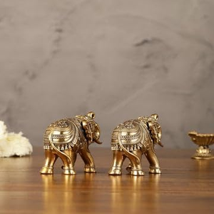 Figuras Decorativas de Elefantes de Latón Hechas a Mano, Estatuas de Elefantes de Metal para Decoración de Mesa de Oficina u Hogar, Regalo Tradicional - Product Image 2