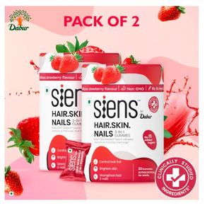 Siens By Dabur Hair Skin <b>Nails</b> 3 in 1 Gummies Brightens Skin Control Hairfall Strengthens Hair <b>Nails</b> Pack of 2 - Product Image 1
