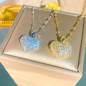 Collar con Forma de Corazón para Mujer con Incrustaciones de Zirconia en Acero Inoxidable 304 con Cadena de Cable Chapada en Oro de 0.03µm - Product Image 5