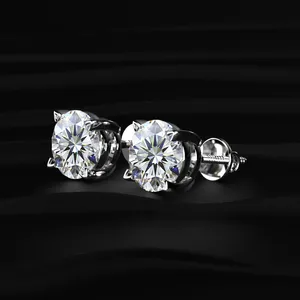 Round Cut Labgrown Diamond Solitaire <b>Stud</b> <b>Earrings</b> With V Prong Setting Elegant Diamond <b>Earrings</b> <b>Fine</b> Jewelry <b>Earrings</b> for Women - Product Image 4