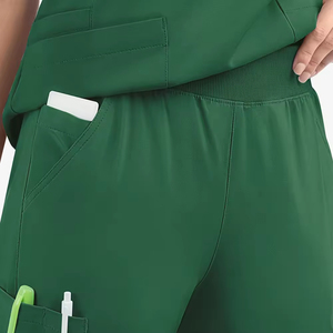 Ensembles de tenues médicales unisexes personnalisés en satin extensible 4 directions, pantalons de jogging à design empilé, tissu peigné de haute qualité, uniformes d'hôpital, sport - Product Image 3