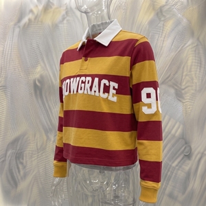 Polo à manches longues rayé Snowgrace, col rabattu, manches longues, logo brodé, jersey unisexe pour adulte - Product Image 2
