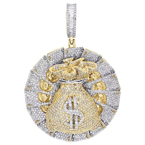 Iced Out Money Bag Pendant Gold and Silver Tone Hip Hop Dollar Style Jewellery for Men and Women - Product Image 3