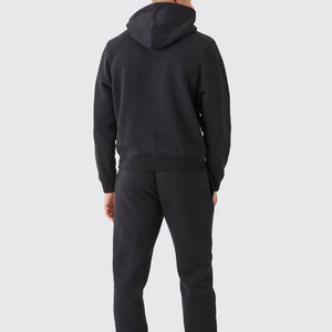Ensemble de survêtement unisexe noir à capuche, manches longues, couleur unie, décontracté, écologique, design 2 en 1, sweat-shirt en coton, pantalon de jogging - Product Image 5