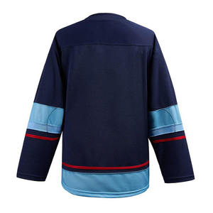 เสื้อฮอกกี้น้ำแข็งผู้ชายแบบสั่งทำพิเศษ แขนยาว สีกรมท่า สีฟ้าอ่อน สีแดง ผ้าโพลีเอสเตอร์ซับเหงื่อ ระบายอากาศได้ดี สำหรับผู้ใหญ่ - Product Image 1