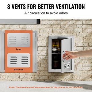 Porta Singola per Cucina Esterna in Acciaio Inox 14L x 20A Pollici, Montaggio a Filo per Accesso BBQ con Maniglia Verticale - Product Image 4