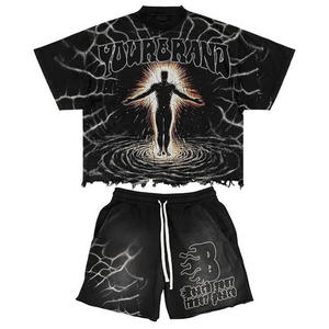 Yourbrand Custom Sublimation T-<b>Shirt</b> & Shorts Set Men's Moto Biker Style <b>100</b>% <b>Polyester</b> Quick Dry Regular Fit O-Neck Printed - Product Image 5