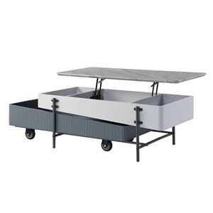 Wilkins High <b>Gloss</b> Finish Coffee <b>Table</b> with Lift Top Gray and <b>White</b> Color Scheme - Product Image 4