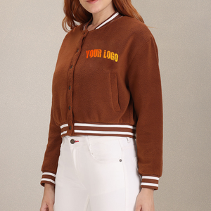 Chaqueta Varsity Corta para Mujer, Estilo Moderno, Manga Corta, Informal, en Varios Colores Personalizados, Chaqueta Varsity Abrigada de Moda - Product Image 1