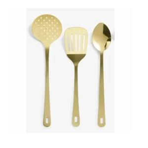 Juego de utensilios de servir modernos en oro mate, cucharas grandes y ranuradas de acero inoxidable para ensalada, pasta, herramientas de cocina. - Product Image 2