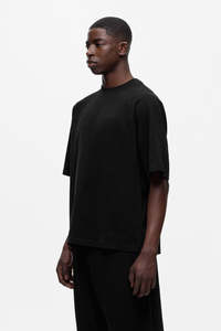 T-shirt noir surdimensionné pour homme, 100% coton, col rond, streetwear décontracté, coupe classique, séchage rapide, étiquette privée personnalisée - Product Image 3